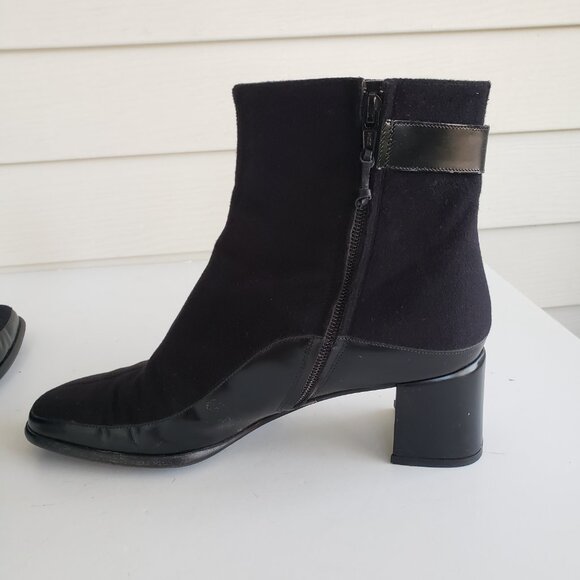 Salvatore Ferragamo Black Cashmere and calf leather ankle ANTONIA boots Women 8 - Picture 9 of 16